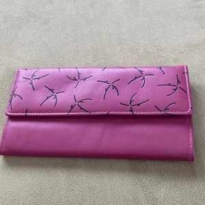 NEW—-Prince Gardner Fuchsia & Black Leather Wallet